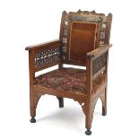 Antique Syrian Moorish design armchair, 97cm high