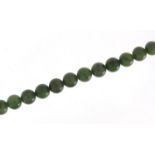 Chinse green jade bead necklace, 52cm in length