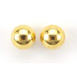 Pair of unmarked 9ct gold ball stud earrings, 6mm in diameter, 2.2g