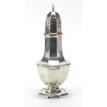 Henry Williamson Ltd, octagonal silver caster, Birmingham, indistinct date letter, 22.5cm high,