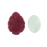 Two gemstones with certificates comprising ruby 2.50 carat and chalcedony 1.53 carat