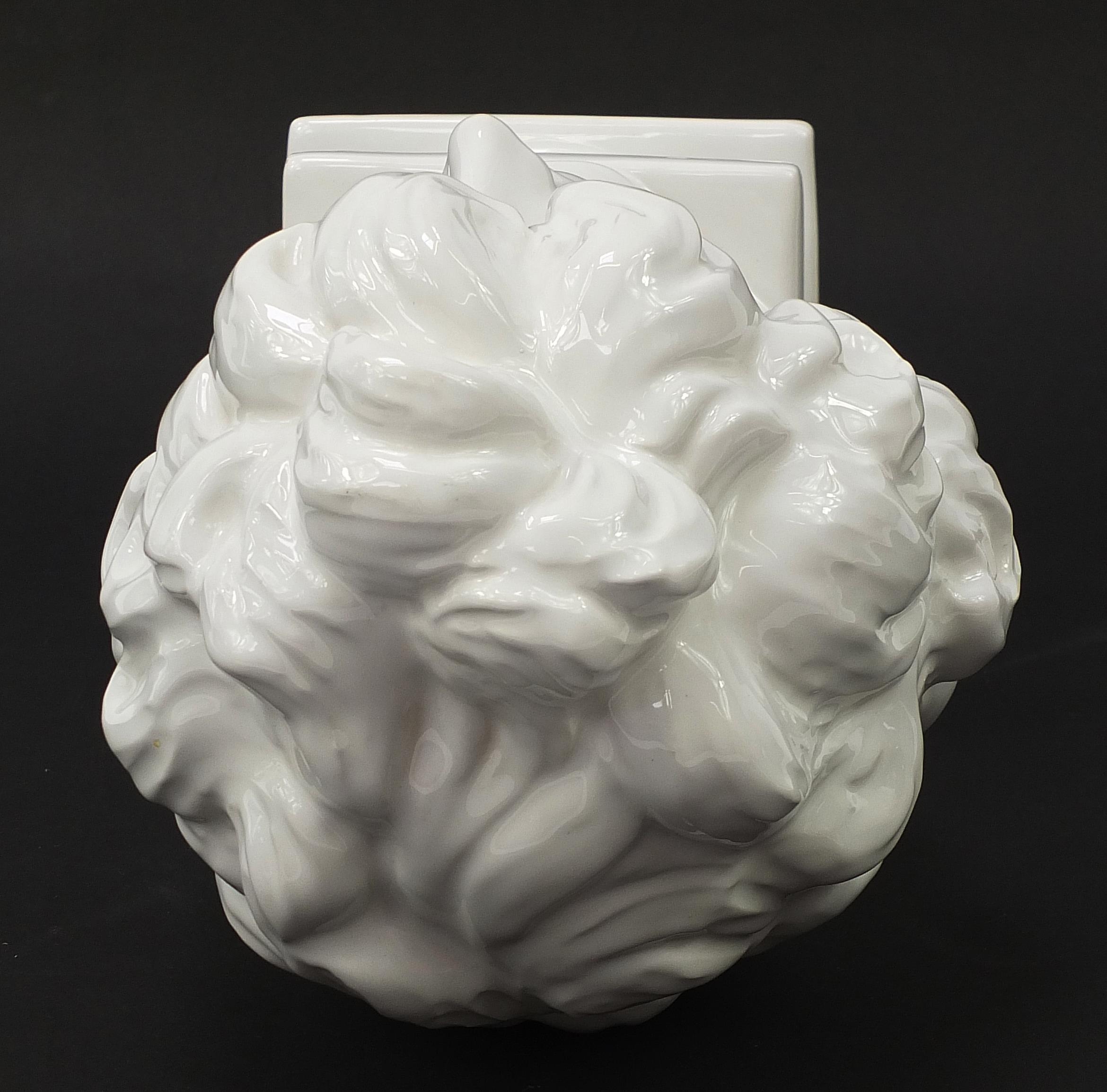 White glazed china bust on plinth of a young female, 40cm high - Image 3 of 4