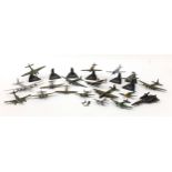 Diecast model aeroplanes on stands to include Messerschmitt, Spitfire, Mustang and others, the
