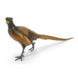 Cold painted spelter pheasant, 32cm in length