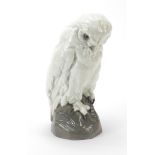 Continental porcelain owl, factory marks to the underside, 27cm high