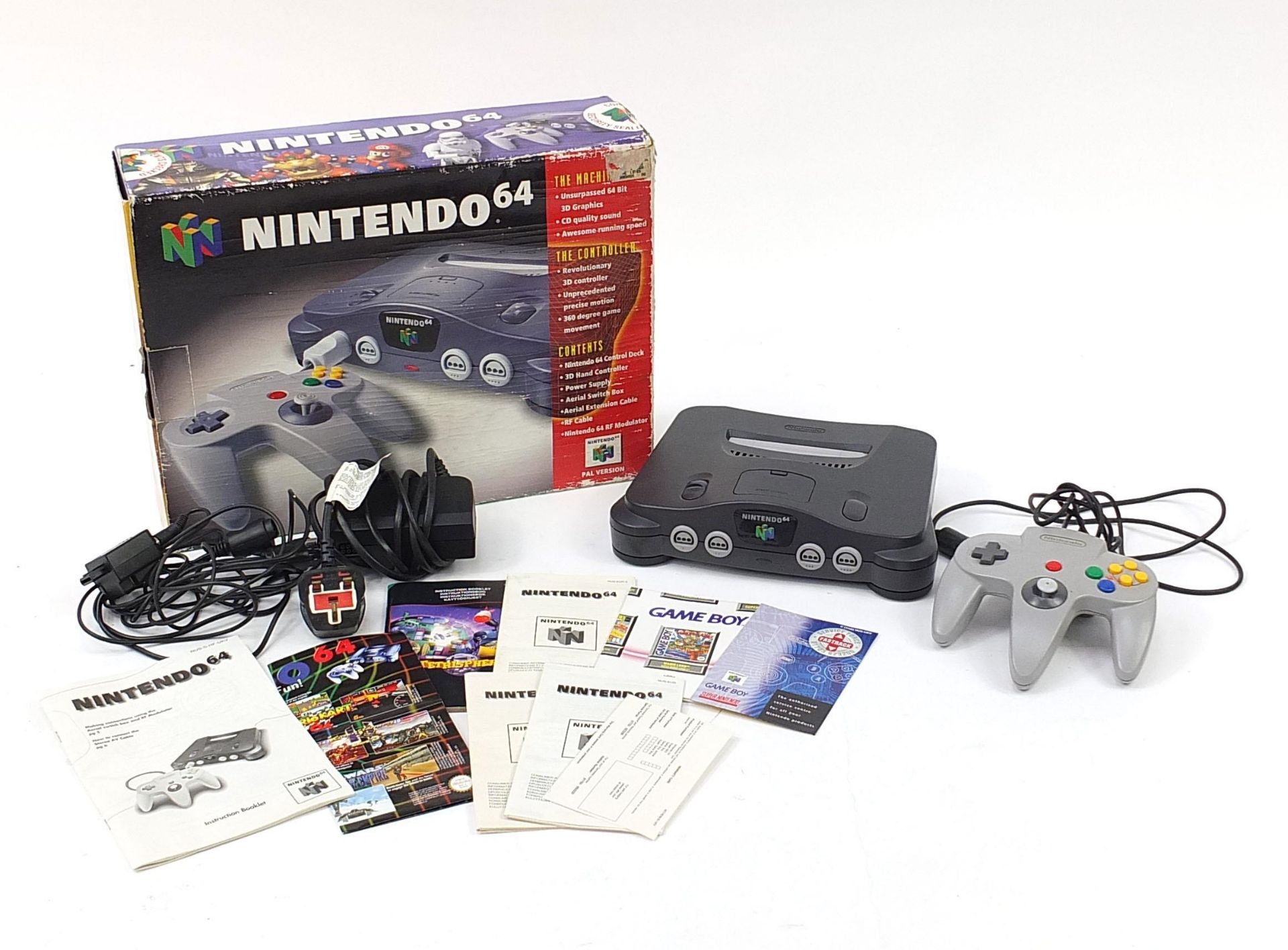 Nintendo 64 games console with box