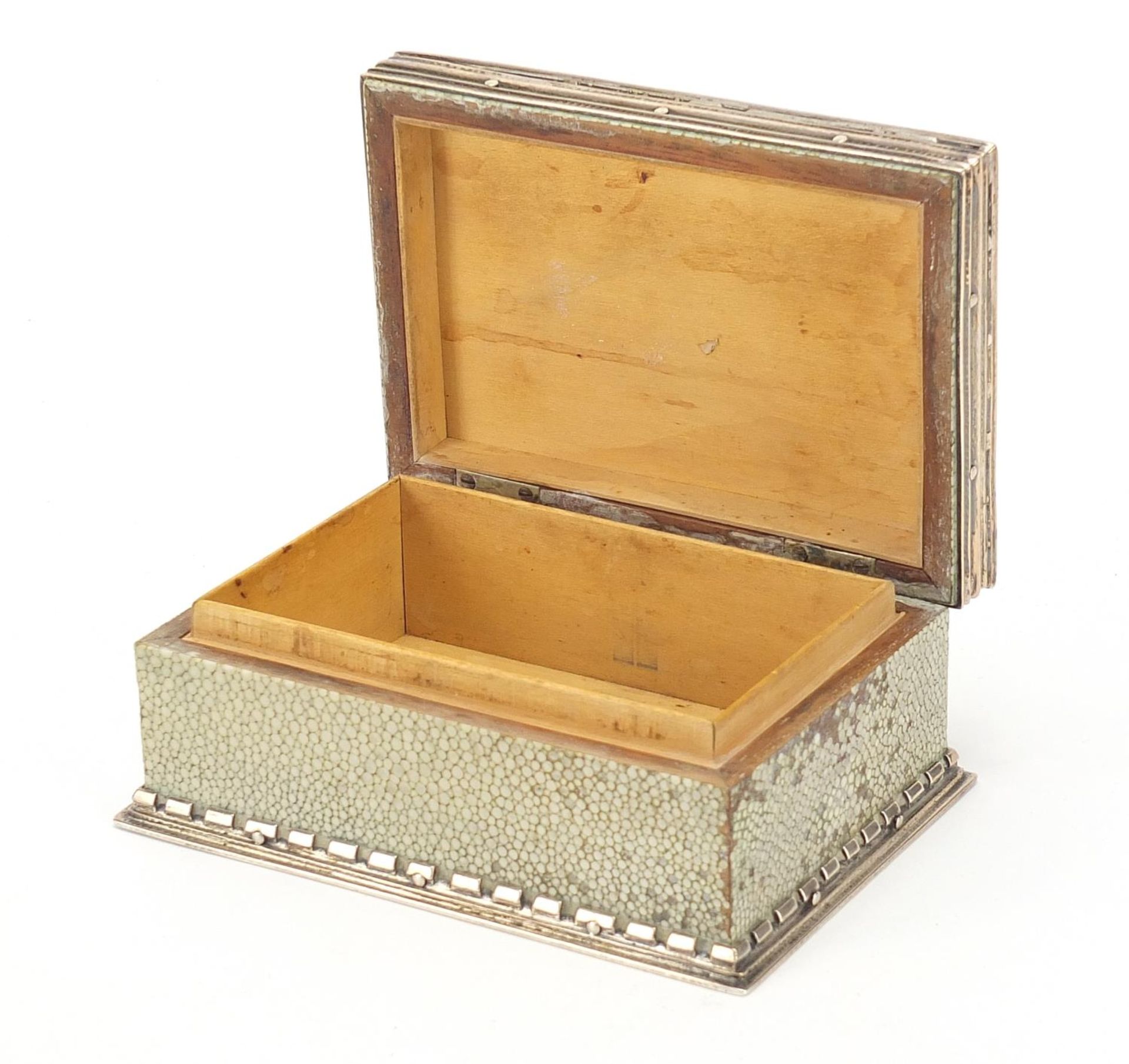 Omar Ramsden, Victorian silver and shagreen cigarette box with hinged lid, engraved Omar Ramsden - Image 2 of 6