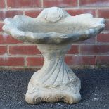 Stoneware garden birdbath, 37cm high