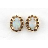 Pair of 9ct gold opal stud earrings, 6.5mm high, 0.8g