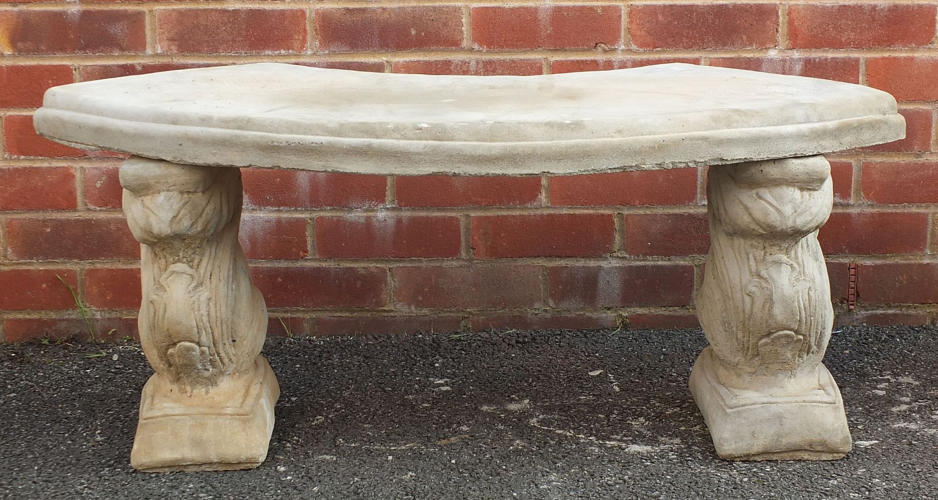 Stoneware garden bench with squirrel supports, 43cm high x 103cm wide - Image 3 of 3