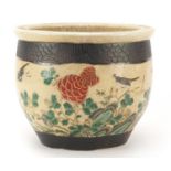 Chinese porcelain planter hand painted with flowers and birds, 24cm in diameter