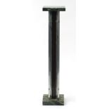 Art Deco design green marbleised chrome and bronzed pedestal, 92cm high