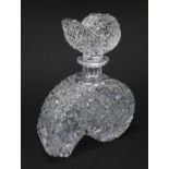 Heavy lead crystal scent bottle with stopper, 20cm high