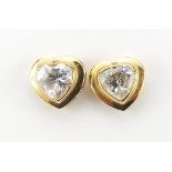 Pair of 9ct gold cubic zirconia love heart stud earrings, 9mm wide, 2.3g