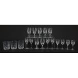 Edinburgh & Webb crystal glassware to include liqueur glasses and whiskey tumblers, the largest 10cm