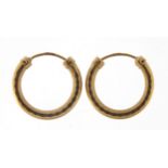Pair of 9ct gold hoop earrings, 1.4cm in diameter, 0.7g