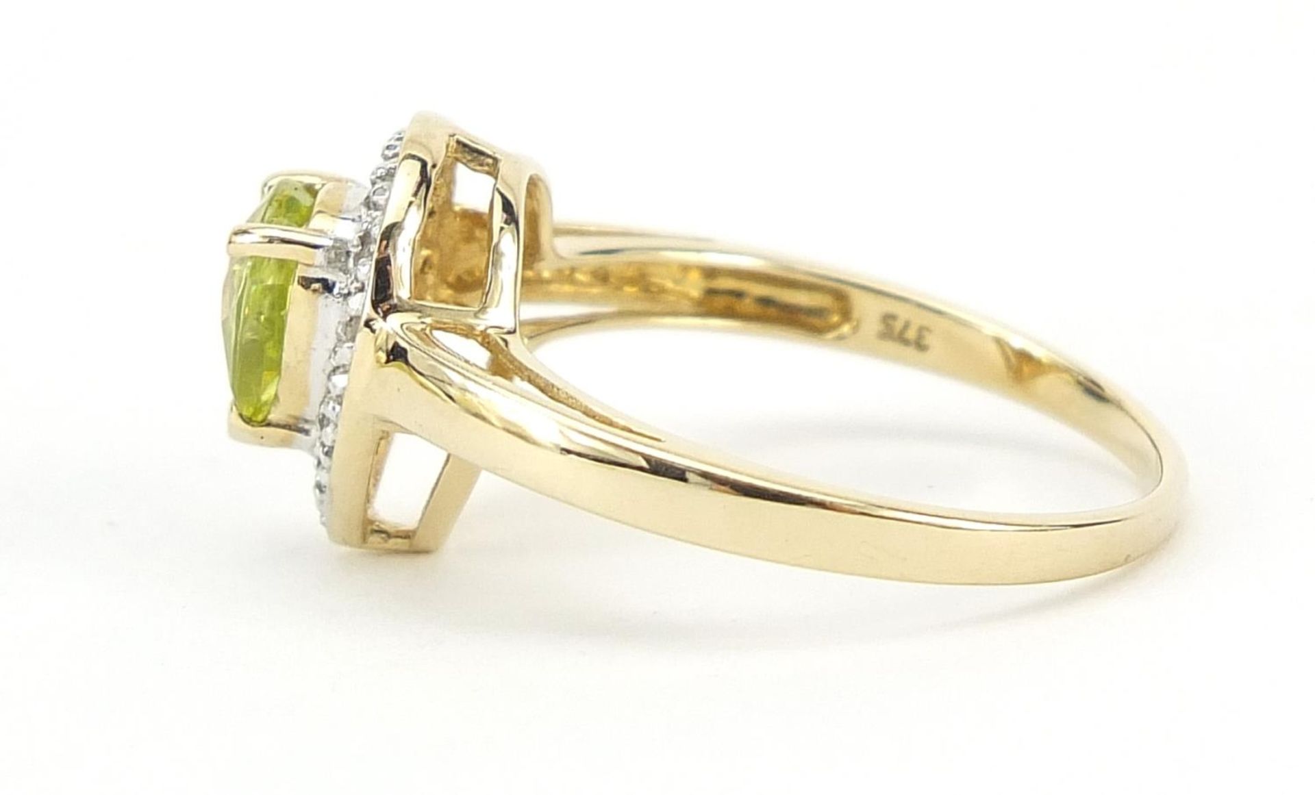 9ct gold peridot and diamond ring, size N, 2.3g - Image 2 of 6