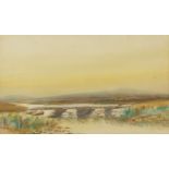 Adams - Marshland landscape, early 20th century watercolour, indistinctly signed, mounted, framed