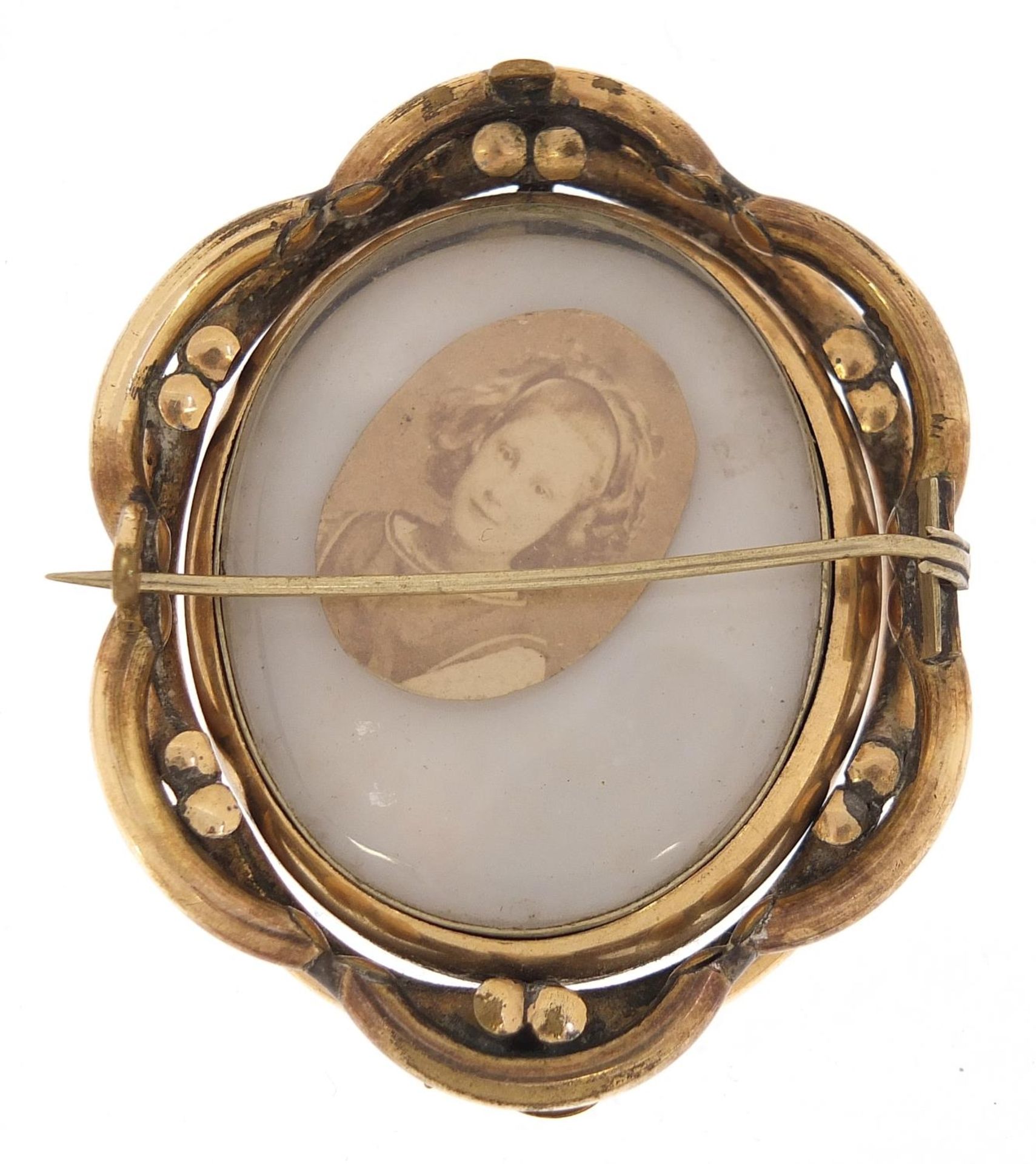 Victorian oval hand painted portrait miniature of a female in Elizabethan dress housed in a gilt - Image 2 of 2