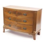 Yew four drawer bow front chest, 83cm H x 114cm W x 53cm D