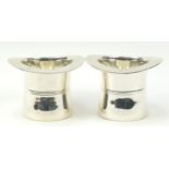 Pair of silver plated Champagne ice buckets in the form of top hats, 18cm high x 24cm in diameter