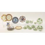 Antique and later china including a bowl hand painted with The Powder Mill Hastings, Derby plates