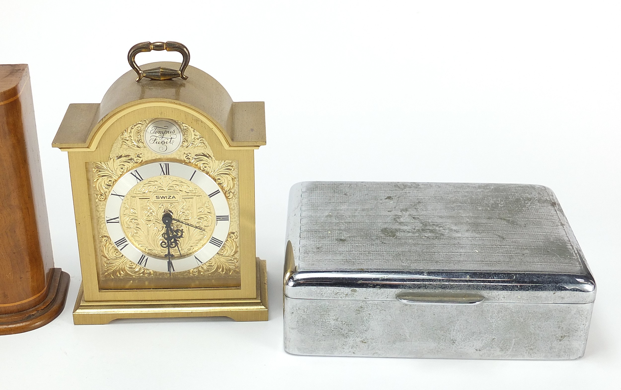 Sundry items including an Elliott mantle clock, military interest copper and brass bugle and a brass - Image 4 of 6
