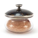 Levi & Salaman, George V cut glass powder pot with silver and tortoiseshell lid, Birmingham 1919,