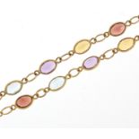 9ct gold semi precious stone necklace, 36cm in length, 5.6g