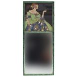 Rowley Gallery design wall mirror decorated with panel of a female wearing a dress, Vivian Mansell