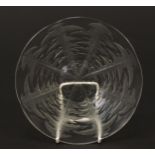 Rene Lalique glass patterned dish, moulded and etched R Lalique France, 16.5cm in diameter
