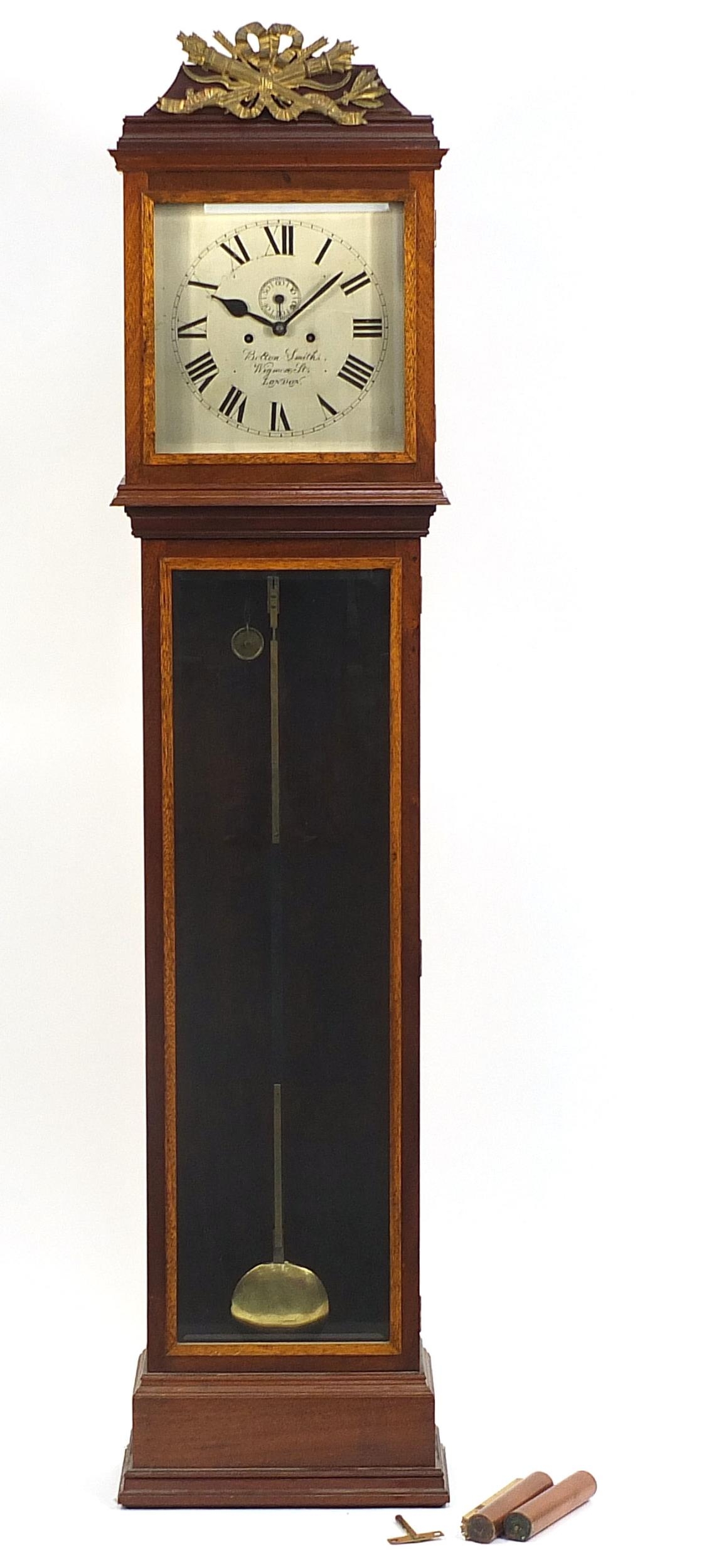 Mahogany longcase clock, the silvered dial inscribed Bolton Smith, Wigmore, Street London, 188cm