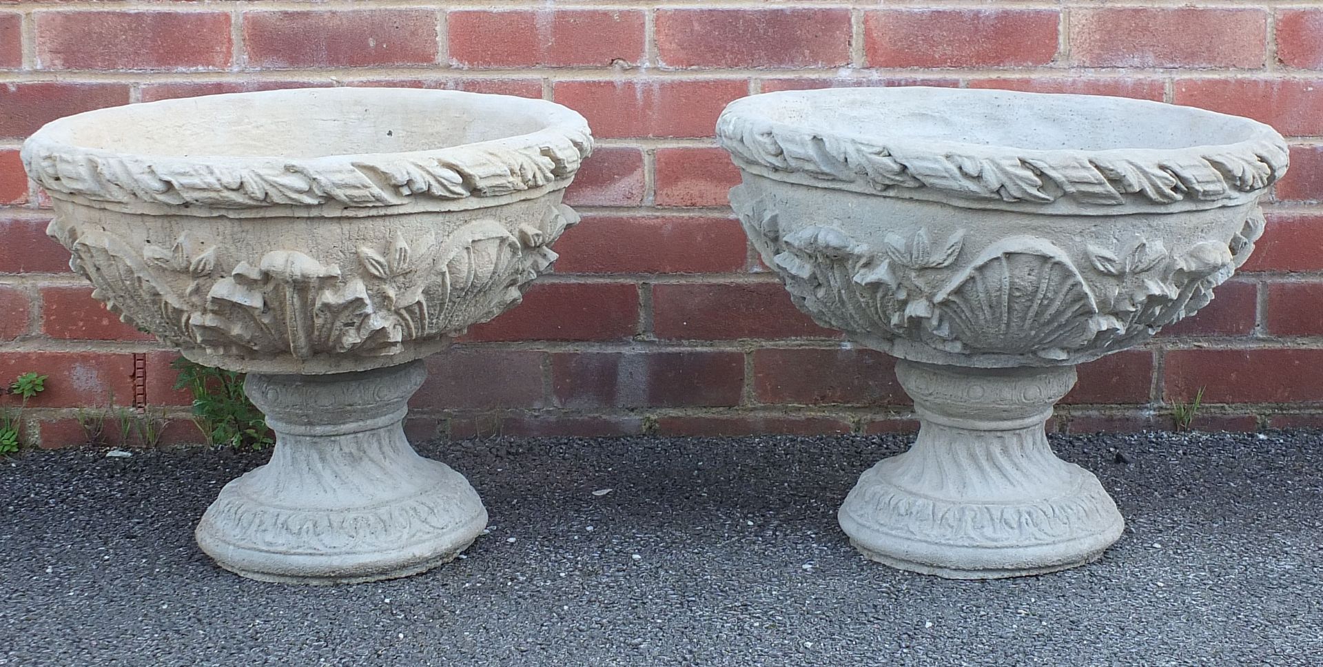 Pair of stoneware garden planters, 41cm high x 54cm in diameter - Image 3 of 3
