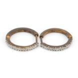 Pair of 9ct gold diamond hoop earrings, 1.7cm in diameter, 2.0g