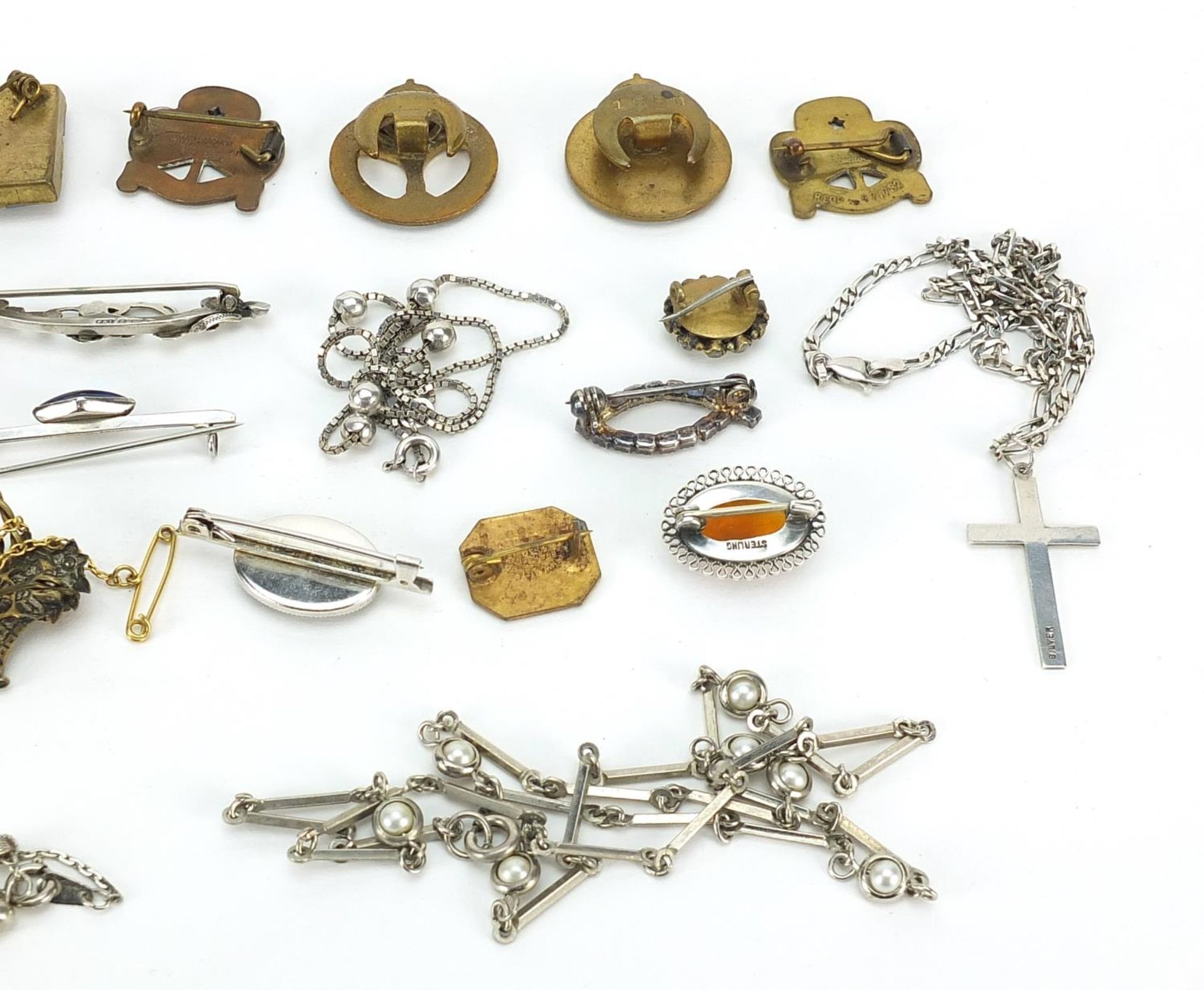 Vintage and later costume jewellery including silver brooches, enamelled Welsh Guards Comrade's - Image 6 of 7