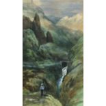 North to Vega, Pyrenees, 19th century watercolour, signed RG 1889 and details verso, mounted, framed