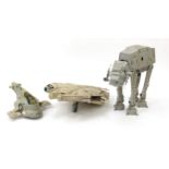 Three large vintage Star Wars toys including Millennium Falcon, the largest 48cm high