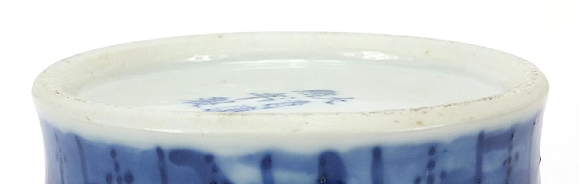 Chinese blue and white porcelain vase hand painted with flowers, six figure character marks to the - Image 10 of 10