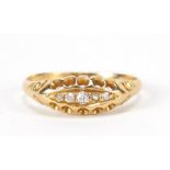 18ct gold diamond five stone ring, size O, 2.4g