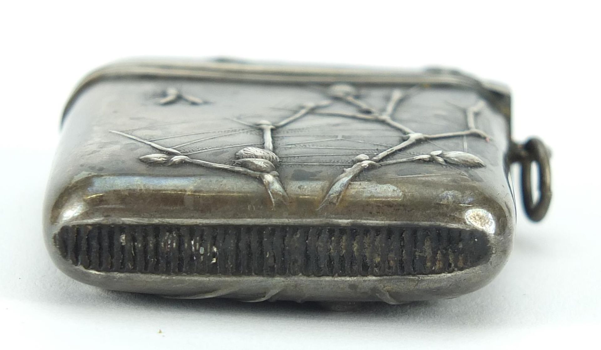 German silver vesta embossed with a spider and insects in a web, 4.5cm high, 15.0g - Image 3 of 4