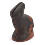19th century pottery two piece rabbit mould, 10cm high