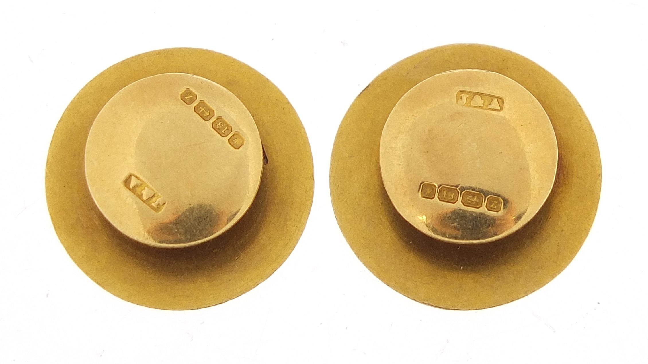 Pair of 18ct gold studs, 2.2cm in diameter, 18.3g - Image 4 of 5