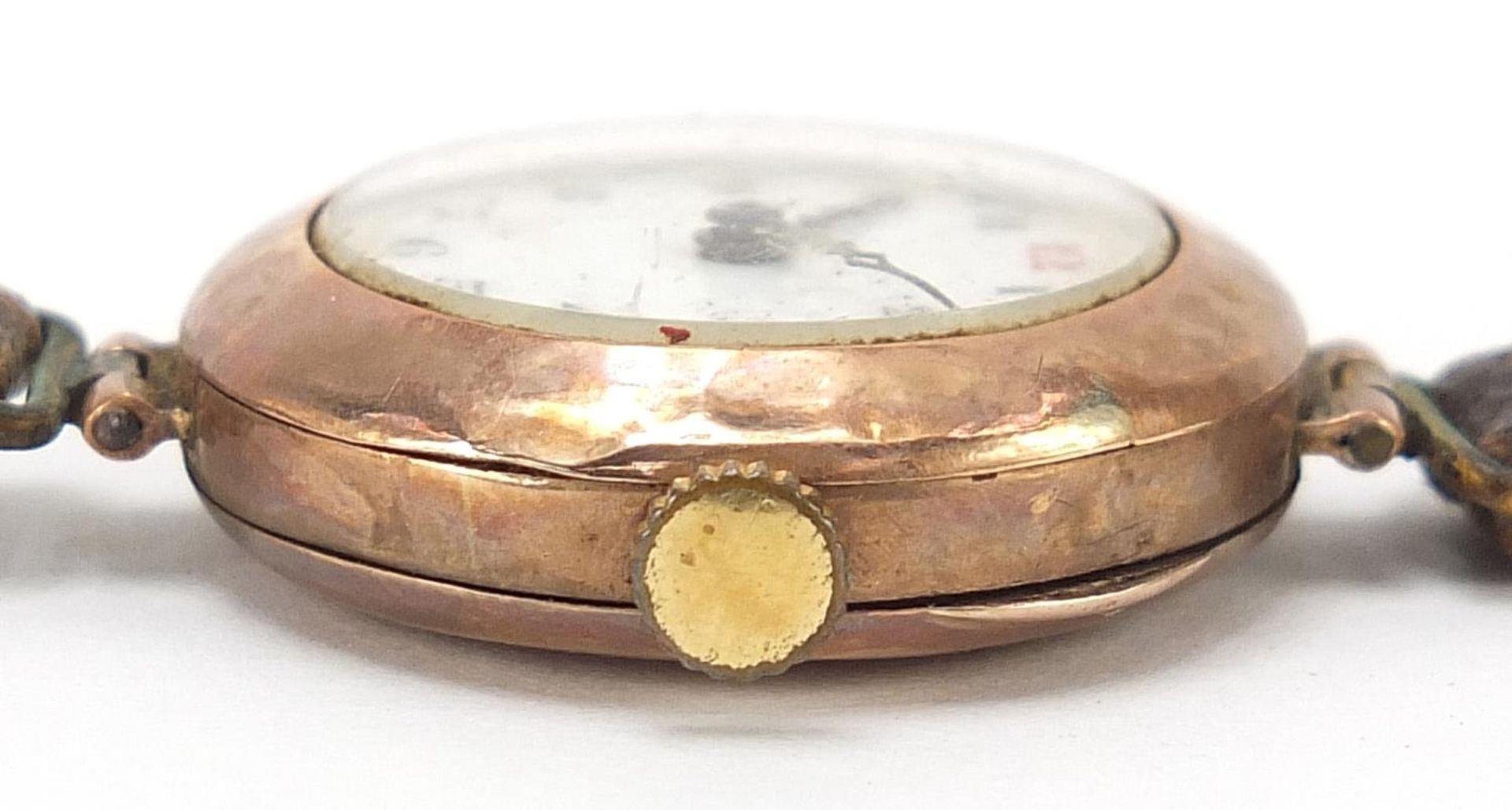 Ladies 9ct gold wristwatch with enamelled dial, 25mm in diameter - Bild 4 aus 4