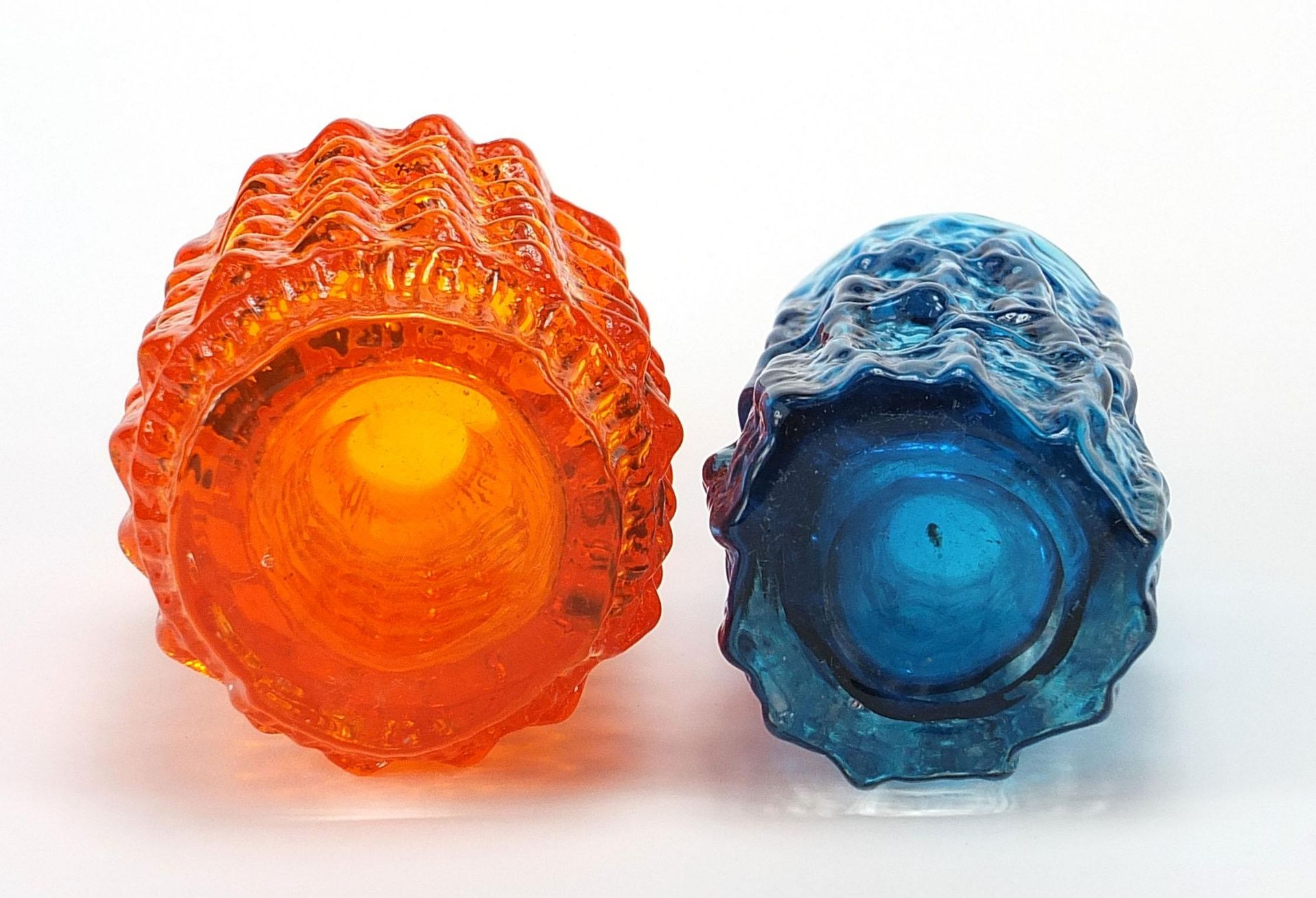 Geoffrey Baxter for Whitefriars, two glass vases including a pineapple example in tangerine, the - Image 4 of 4