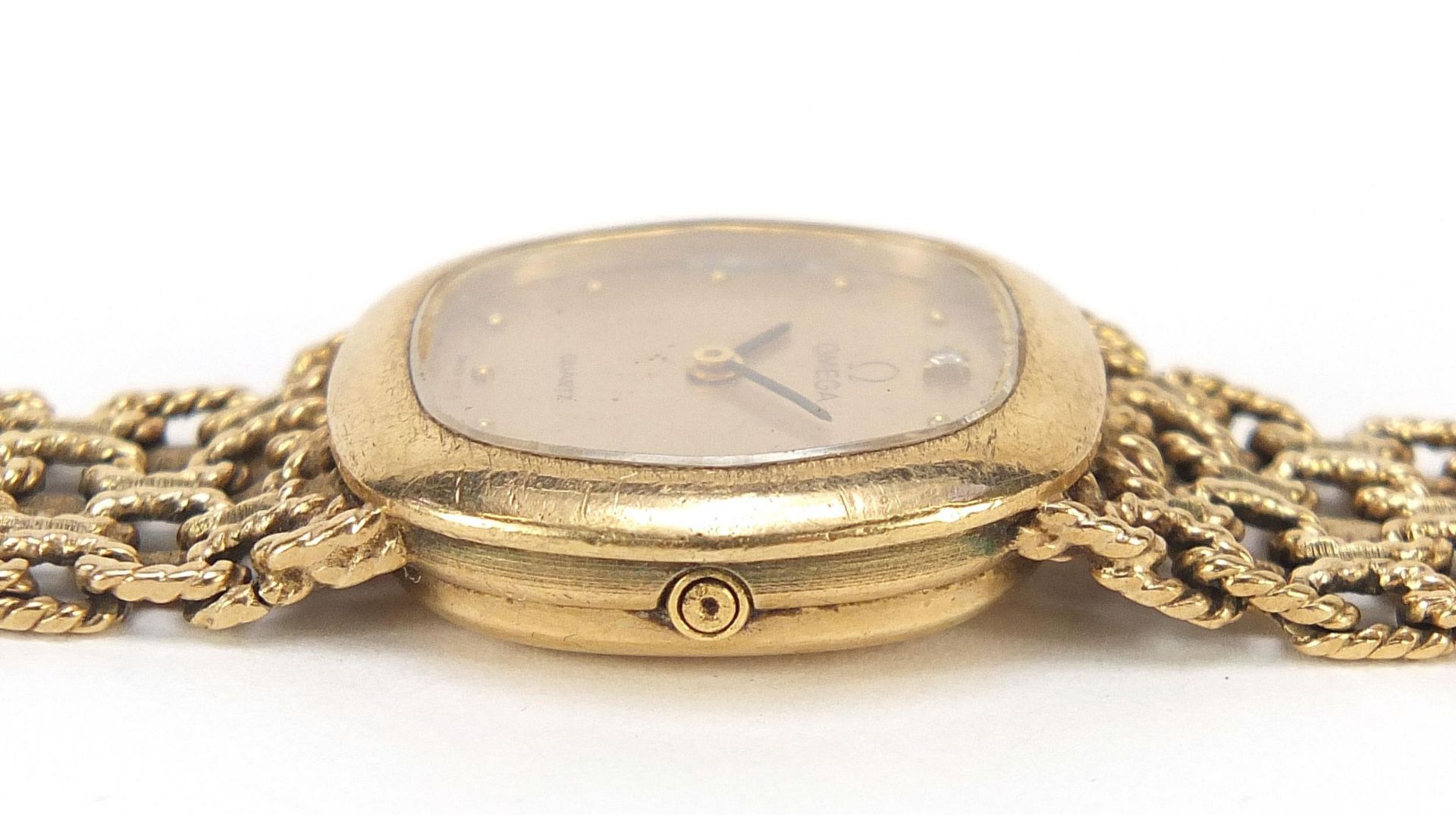 Omega, ladies 9ct gold wristwatch with 9ct gold strap, the case 18mm wide, 36.0g - this lot is - Image 10 of 10