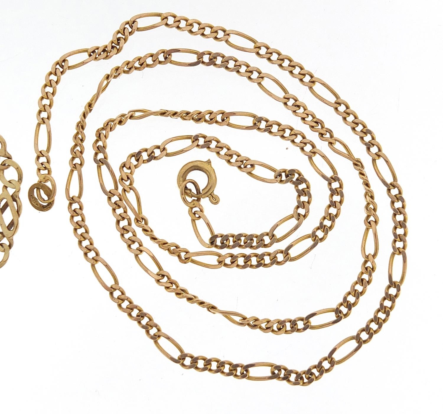 9ct gold Figaro link necklace and 9ct gold multi link bracelet, 48cm and 22cm in length, total 11.2g - Image 4 of 5