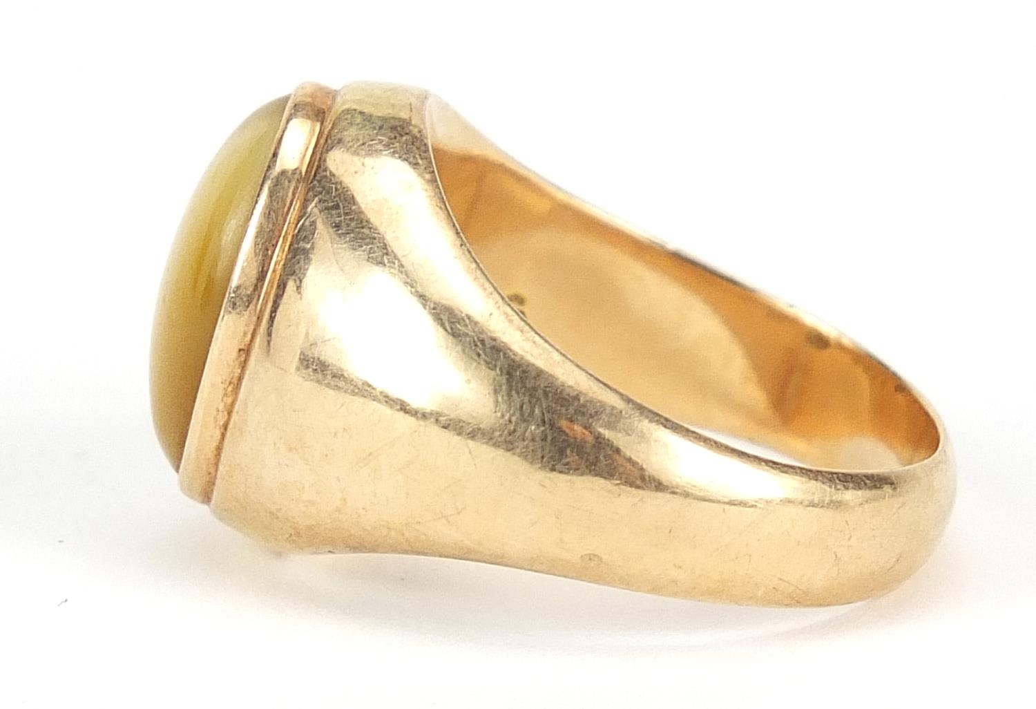 14ct gold cabochon tiger's eye ring, size S, 8.0g - this lot is sold without buyer's premium - Image 2 of 6