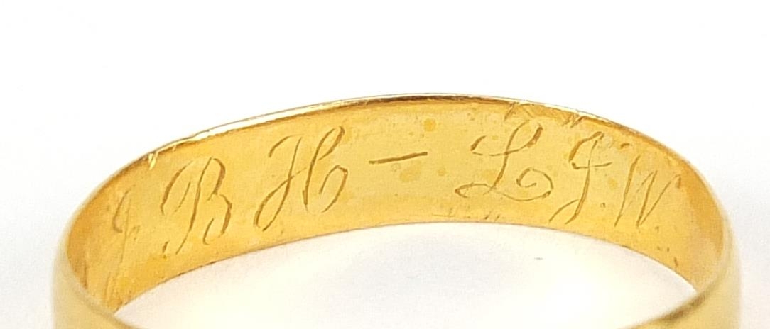 Two 22ct gold wedding bands, sizes L and M, 3.5g - this lot is sold without buyer's premium - Image 7 of 8