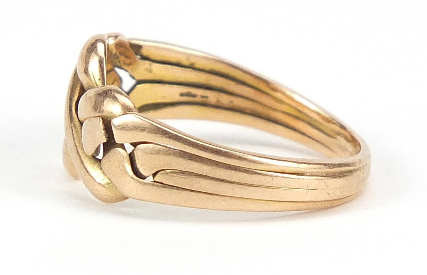 Unmarked gold knot design ring, size N/O, 3.6g - this lot is sold without buyer's premium - Image 2 of 4