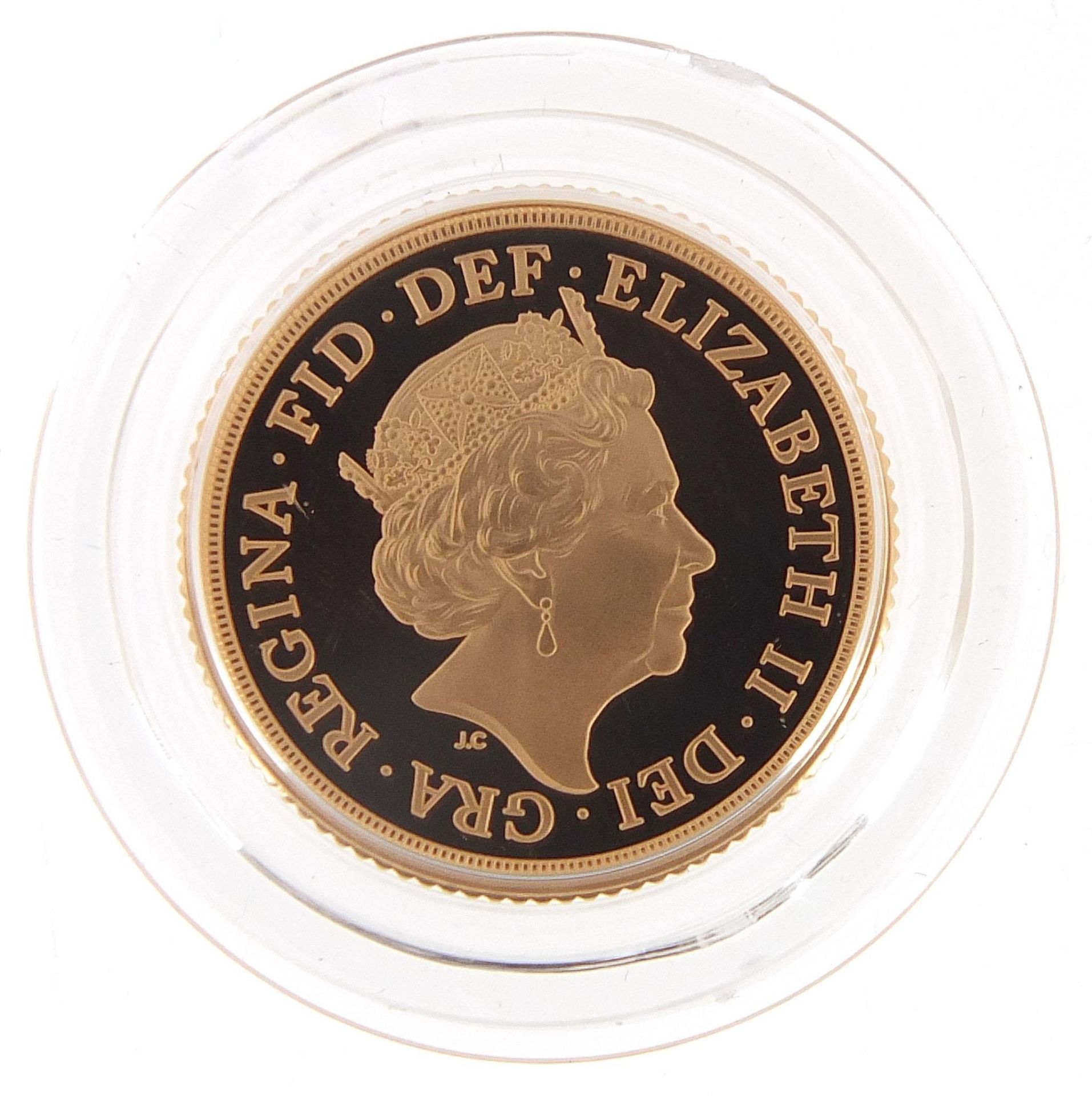 Elizabeth II 2021 gold proof sovereign with box and certificate numbered 1900 - this lot is sold - Image 2 of 6